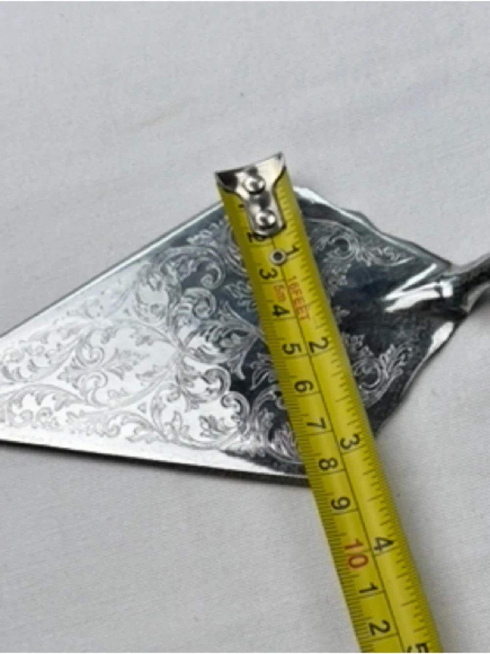 VTG Italian Silver Plated Cake Server Ornate Etched Blade Porcelain Handle w/Box